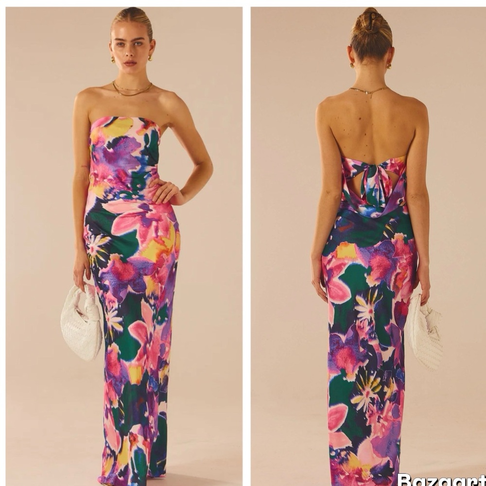 Peppermayo | Carried Away Maxi Floral Strapless Dress Size: 2